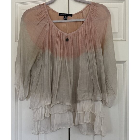 Saks Fifth Avenue Ombre Shirt Womens Size M Pink To Cream Boho - Picture 1 of 7